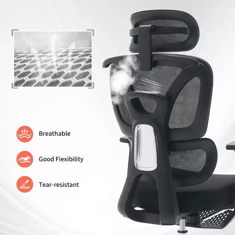 Silla de oficina ergonómica de malla, soporte lumbar ajustable, malla transpirable, silla giratoria para escritorio de ordenador, para oficina en casa