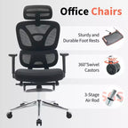 Silla de oficina ergonómica de malla, soporte lumbar ajustable, malla transpirable, silla giratoria para escritorio de ordenador, para oficina en casa