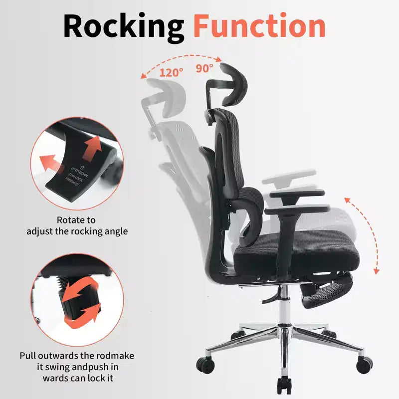 Silla de oficina ergonómica de malla, soporte lumbar ajustable, malla transpirable, silla giratoria para escritorio de ordenador, para oficina en casa
