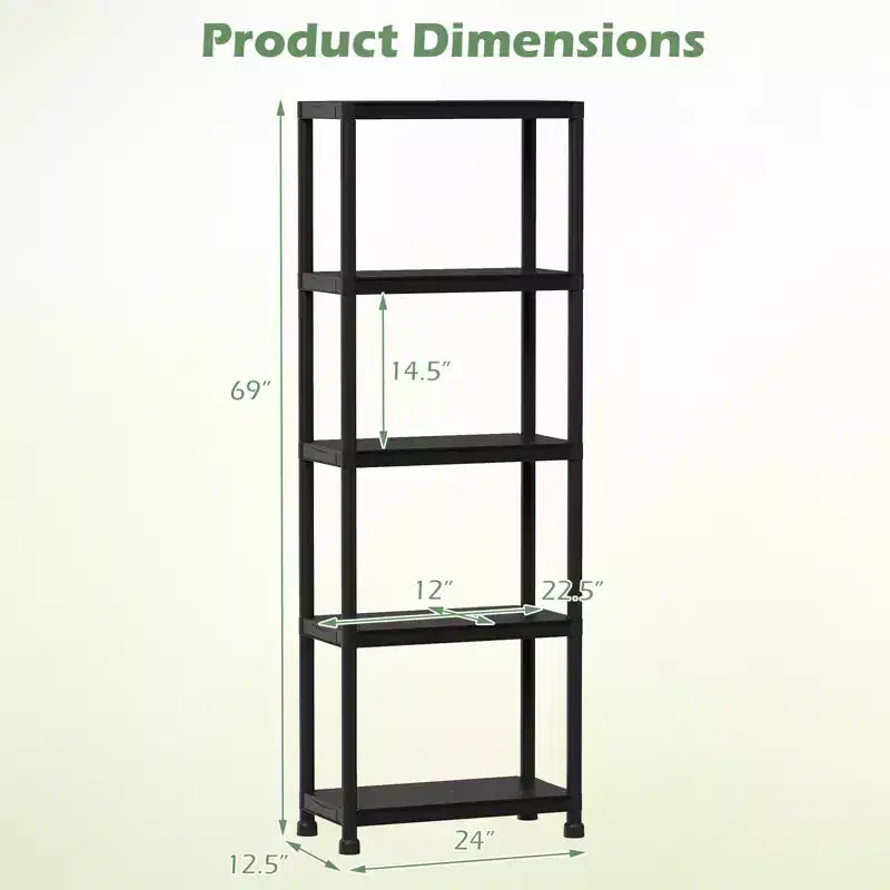 Costway Estantes de Almacenamiento de Plástico Resistente de 1 o 2 Piezas y de 3/4/5 Niveles, Estantería Organizadora Multiusos para Despensa, Negro