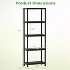 Costway Estantes de Almacenamiento de Plástico Resistente de 1 o 2 Piezas y de 3/4/5 Niveles, Estantería Organizadora Multiusos para Despensa, Negro