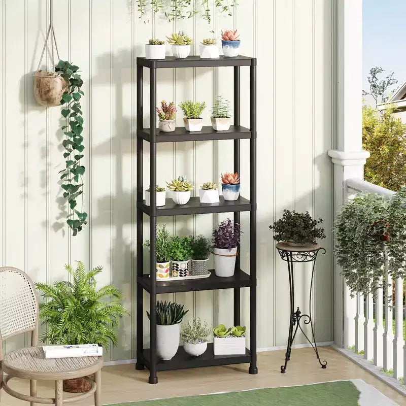 Costway Estantes de Almacenamiento de Plástico Resistente de 1 o 2 Piezas y de 3/4/5 Niveles, Estantería Organizadora Multiusos para Despensa, Negro