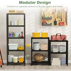 Costway Estantes de Almacenamiento de Plástico Resistente de 1 o 2 Piezas y de 3/4/5 Niveles, Estantería Organizadora Multiusos para Despensa, Negro