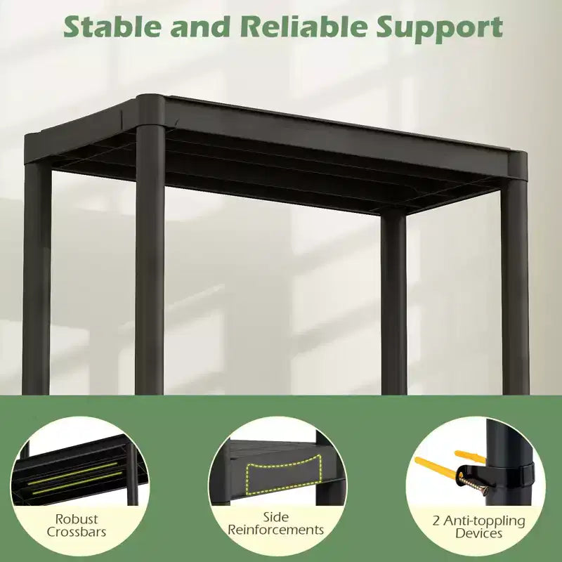 Costway Estantes de Almacenamiento de Plástico Resistente de 1 o 2 Piezas y de 3/4/5 Niveles, Estantería Organizadora Multiusos para Despensa, Negro
