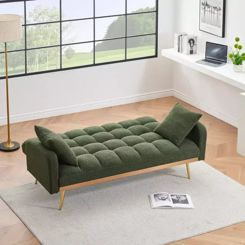 GDFStudio Smin sofá cama tapizado moderno de 69 cm de madera Teddy con respaldo ajustable