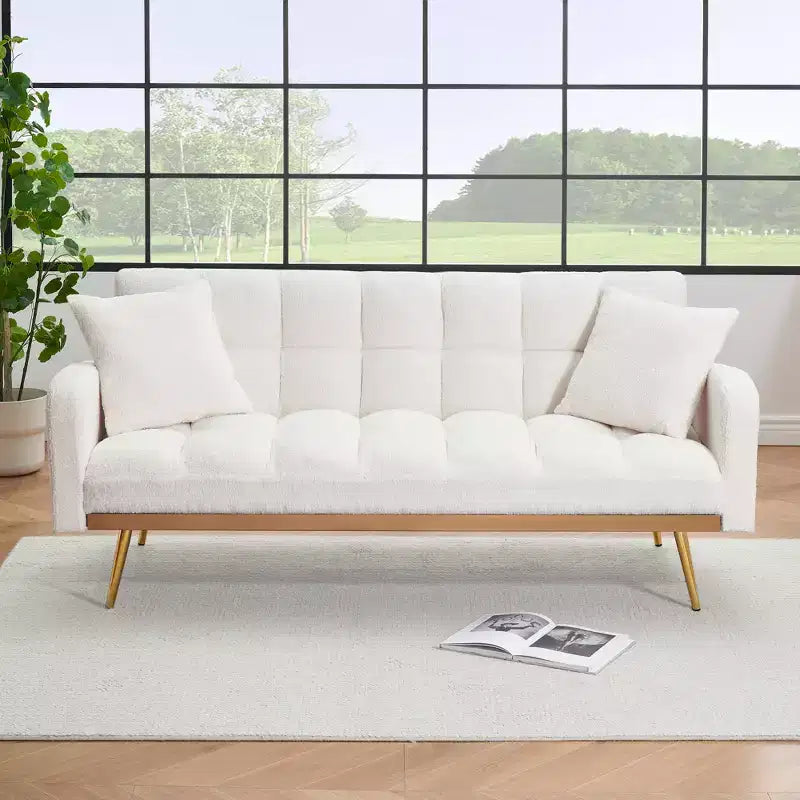 GDFStudio Smin sofá cama tapizado moderno de 69 cm de madera Teddy con respaldo ajustable