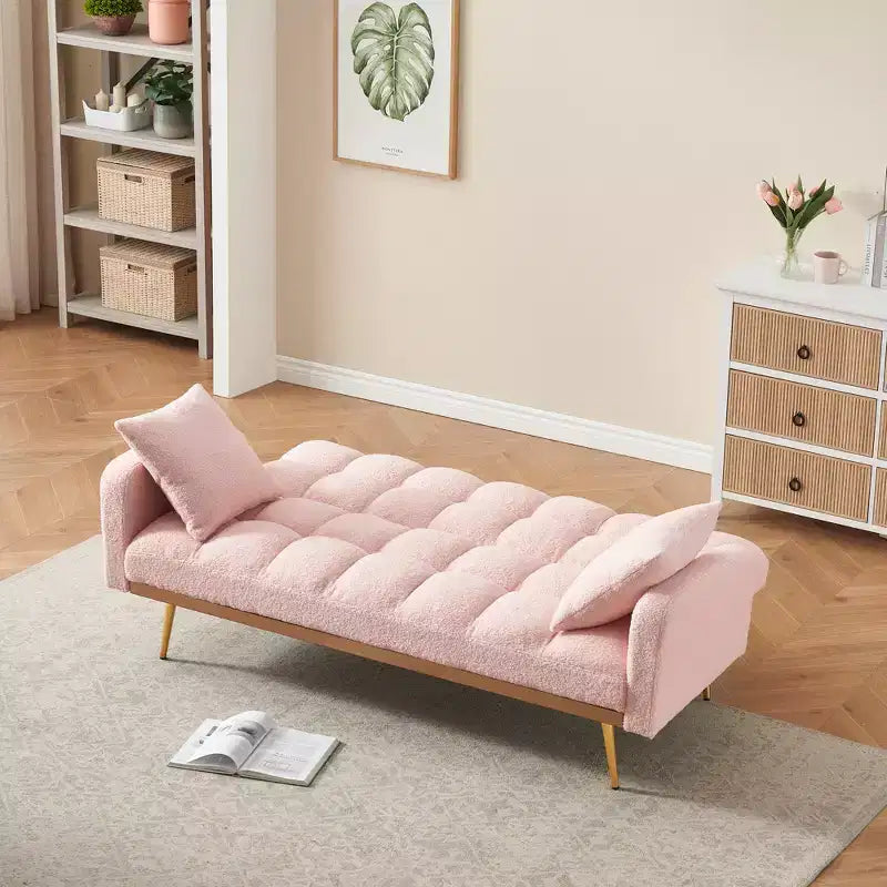 GDFStudio Smin sofá cama tapizado moderno de 69 cm de madera Teddy con respaldo ajustable