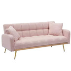 GDFStudio Smin sofá cama tapizado moderno de 69 cm de madera Teddy con respaldo ajustable