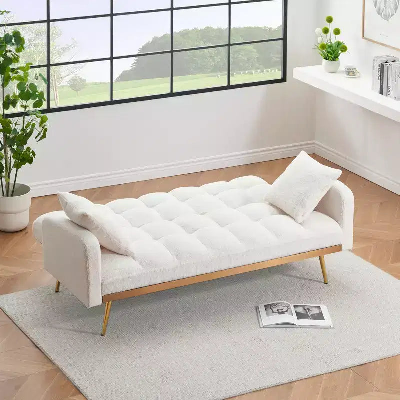 GDFStudio Smin sofá cama tapizado moderno de 69 cm de madera Teddy con respaldo ajustable