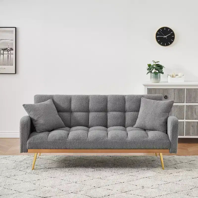 GDFStudio Smin sofá cama tapizado moderno de 69 cm de madera Teddy con respaldo ajustable
