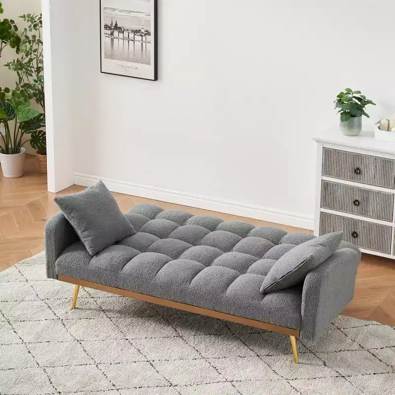 GDFStudio Smin sofá cama tapizado moderno de 69 cm de madera Teddy con respaldo ajustable