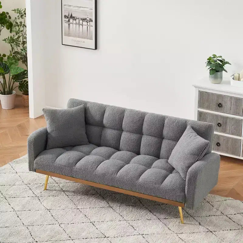 GDFStudio Smin sofá cama tapizado moderno de 69 cm de madera Teddy con respaldo ajustable