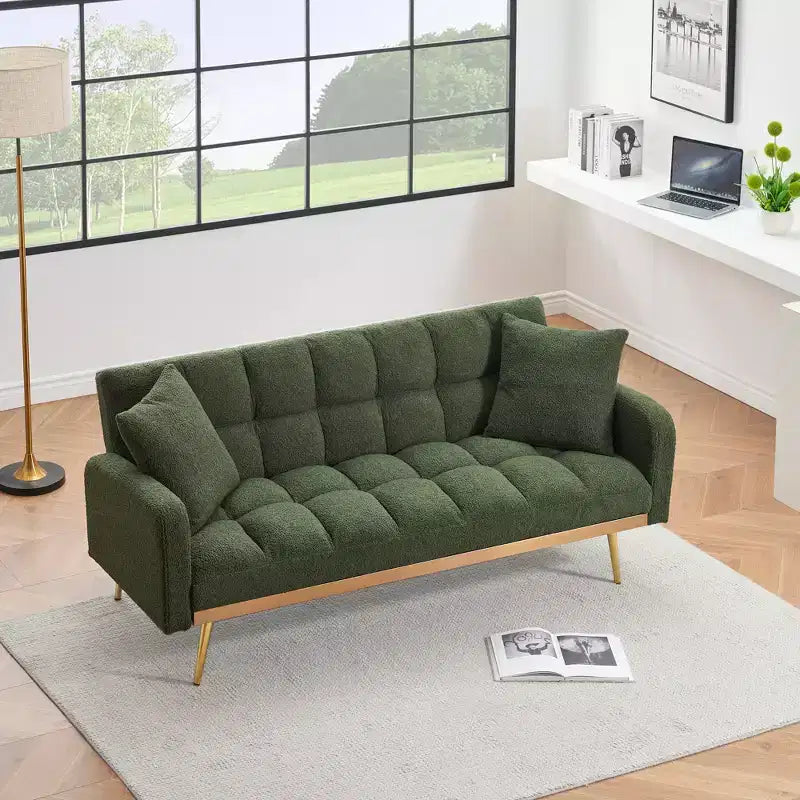 GDFStudio Smin sofá cama tapizado moderno de 69 cm de madera Teddy con respaldo ajustable