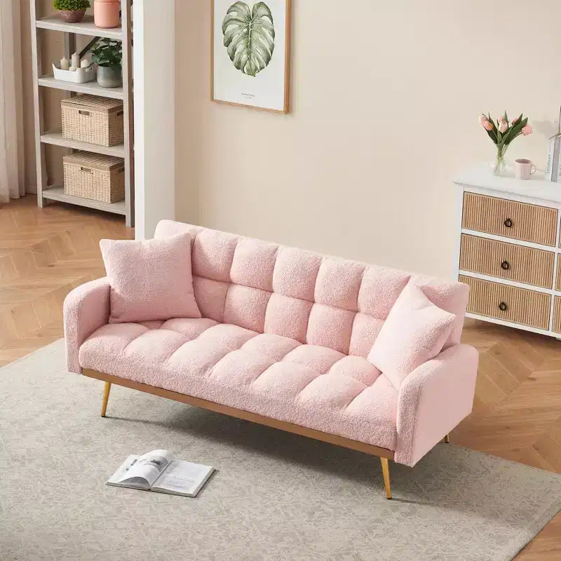 GDFStudio Smin sofá cama tapizado moderno de 69 cm de madera Teddy con respaldo ajustable