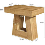 Juego de 2 mesas auxiliares modernas Lantine de 24 pulgadas, mesa auxiliar estrecha de madera de 2 niveles con base trapezoidal para sala de estar, dormitorio, color madera natural