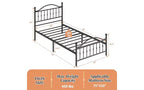 Cama de plataforma de metal, cabecero de hierro forjado victoriano, almacenamiento debajo de la cama, sin ruido, sin necesidad de somier, negro