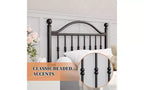 Cama de plataforma de metal, cabecero de hierro forjado victoriano, almacenamiento debajo de la cama, sin ruido, sin necesidad de somier, negro