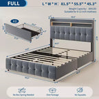 Base de Cama Tapizada Matrimonial con Cabecera y 2 Cajones de Almacenamiento