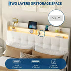 Base de Cama Tapizada Matrimonial con Cabecera y 2 Cajones de Almacenamiento