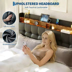 Base de Cama Tapizada Matrimonial con Cabecera y 2 Cajones de Almacenamiento