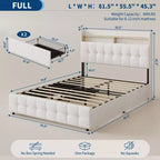 Base de Cama Tapizada Matrimonial con Cabecera y 2 Cajones de Almacenamiento