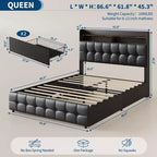 Base de Cama Tapizada Matrimonial con Cabecera y 2 Cajones de Almacenamiento