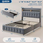 Base de Cama Tapizada Matrimonial con Cabecera y 2 Cajones de Almacenamiento