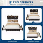 Base de Cama Tapizada Matrimonial con Cabecera y 2 Cajones de Almacenamiento