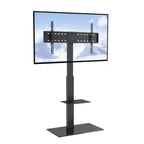 Height Adjustable Swivel Floor TV Stand for 32-85 Inch TVs with Tempered Glass Base - Black