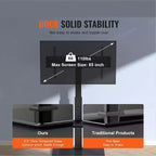 Soporte de TV de suelo giratorio de altura regulable para televisores de 32 a 85 pulgadas con base de cristal templado - Negro