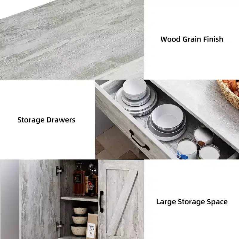Aparador, Armario de Almacenamiento de Cocina con Cajones, Puerta, Estantes Ajustables, Aparador Moderno de Gran Capacidad para Sala de Estar, Cocina, Hogar
