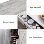 Aparador, Armario de Almacenamiento de Cocina con Cajones, Puerta, Estantes Ajustables, Aparador Moderno de Gran Capacidad para Sala de Estar, Cocina, Hogar