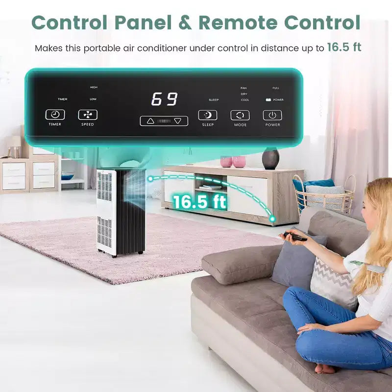 Costway 8000 BTU ASHRAE Portable Air Conditioner 3-in-1 AC Unit w/ Cool Dehum Fan Sleep Mode