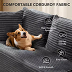 Sofá seccional reversible DobleePy 106, sofá nube en forma de L con chaise longue de gran tamaño, sofá de espuma viscoelástica de 3 asientos, montaje sin herramientas, orientación derecha