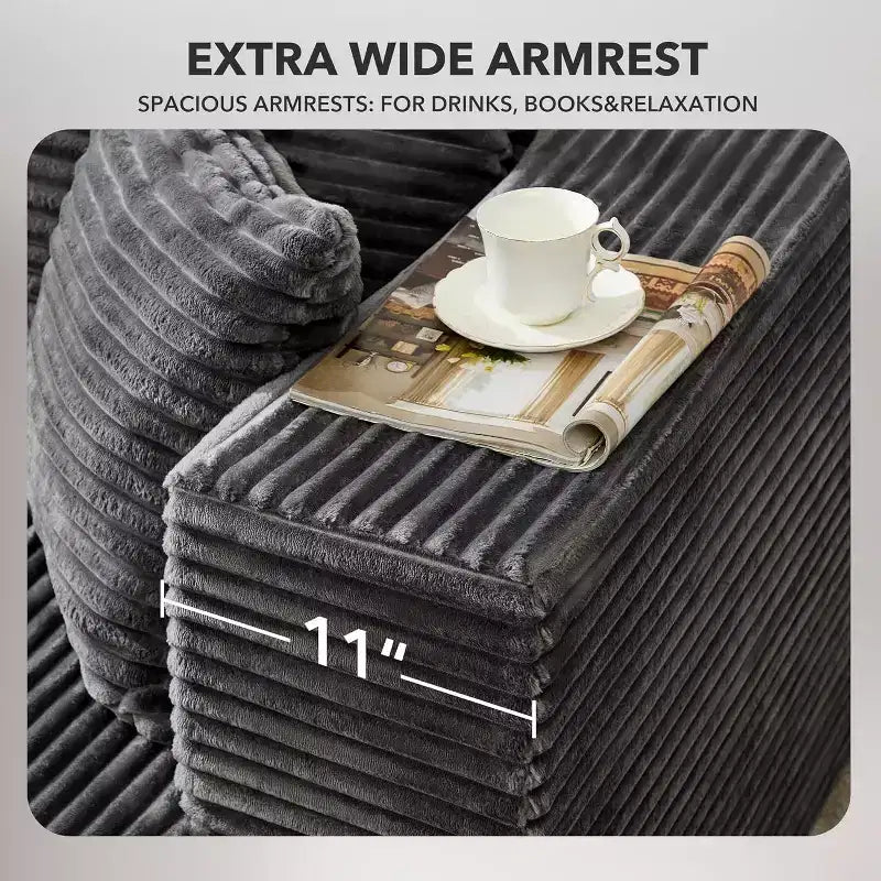 Sofá seccional reversible DobleePy 106, sofá nube en forma de L con chaise longue de gran tamaño, sofá de espuma viscoelástica de 3 asientos, montaje sin herramientas, orientación derecha