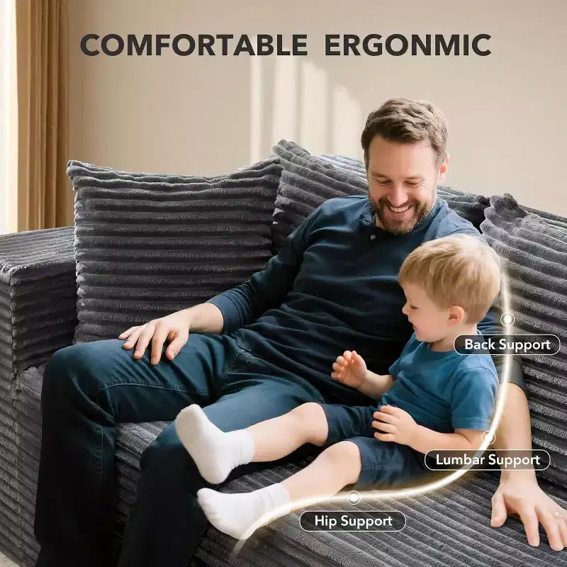 Sofá seccional reversible DobleePy 106, sofá nube en forma de L con chaise longue de gran tamaño, sofá de espuma viscoelástica de 3 asientos, montaje sin herramientas, orientación derecha