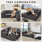 Sofá seccional reversible DobleePy 106, sofá nube en forma de L con chaise longue de gran tamaño, sofá de espuma viscoelástica de 3 asientos, montaje sin herramientas, orientación derecha