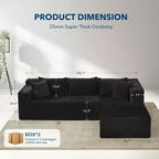 Sofá seccional reversible DobleePy 106, sofá nube en forma de L con chaise longue de gran tamaño, sofá de espuma viscoelástica de 3 asientos, montaje sin herramientas, orientación derecha