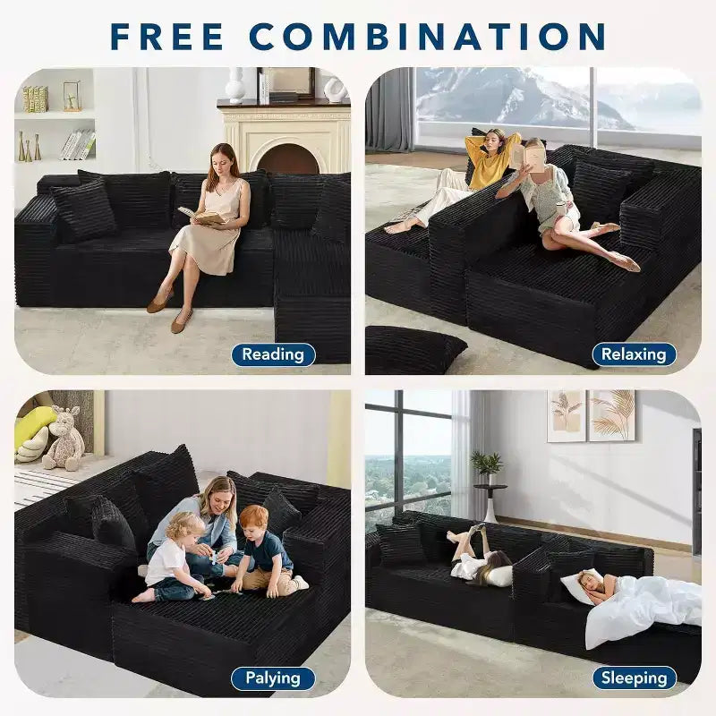 Sofá seccional reversible DobleePy 106, sofá nube en forma de L con chaise longue de gran tamaño, sofá de espuma viscoelástica de 3 asientos, montaje sin herramientas, orientación derecha