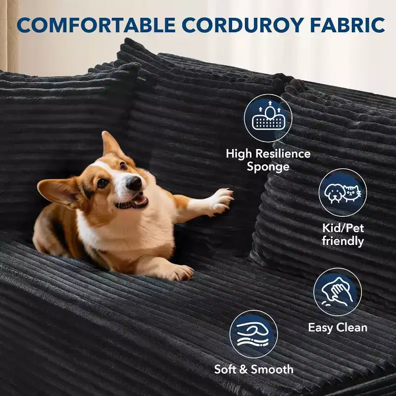 Sofá seccional reversible DobleePy 106, sofá nube en forma de L con chaise longue de gran tamaño, sofá de espuma viscoelástica de 3 asientos, montaje sin herramientas, orientación derecha