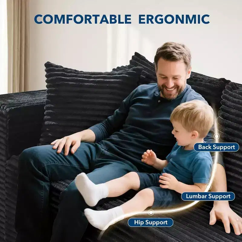 Sofá seccional reversible DobleePy 106, sofá nube en forma de L con chaise longue de gran tamaño, sofá de espuma viscoelástica de 3 asientos, montaje sin herramientas, orientación derecha
