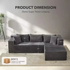 Sofá seccional reversible DobleePy 106, sofá nube en forma de L con chaise longue de gran tamaño, sofá de espuma viscoelástica de 3 asientos, montaje sin herramientas, orientación derecha