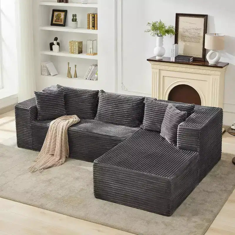 Sofá seccional reversible DobleePy 106, sofá nube en forma de L con chaise longue de gran tamaño, sofá de espuma viscoelástica de 3 asientos, montaje sin herramientas, orientación derecha