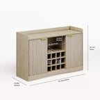 Mueble bar de vino de 47 pulgadas con 9 portavasos, mueble bar de licores con estriado y almacenamiento para comedor, aparador buffet para sala de estar