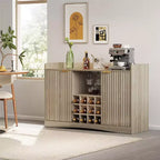 Mueble bar de vino de 47 pulgadas con 9 portavasos, mueble bar de licores con estriado y almacenamiento para comedor, aparador buffet para sala de estar
