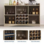 Mueble bar de vino de 47 pulgadas con 9 portavasos, mueble bar de licores con estriado y almacenamiento para comedor, aparador buffet para sala de estar