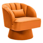 Sillón Moderno Giratorio 360°, Sillón Acentual de Terciopelo con Respaldo a Rayas, Cojín de Peluche para Sala de Estar