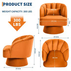 Sillón Moderno Giratorio 360°, Sillón Acentual de Terciopelo con Respaldo a Rayas, Cojín de Peluche para Sala de Estar