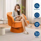 Sillón Moderno Giratorio 360°, Sillón Acentual de Terciopelo con Respaldo a Rayas, Cojín de Peluche para Sala de Estar