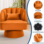Sillón Moderno Giratorio 360°, Sillón Acentual de Terciopelo con Respaldo a Rayas, Cojín de Peluche para Sala de Estar